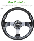 Classic Gray Golf Cart Steering Wheel delivering tight grip and quick swap vibes, 13 inches, includes installation hardware.