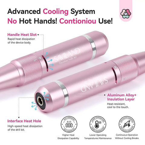 Pro Grade Nail Drill 40000 RPM Portable Diamond Kit Rechargeable 4000 Milliamp Hours Electric Nail File demonstration image.