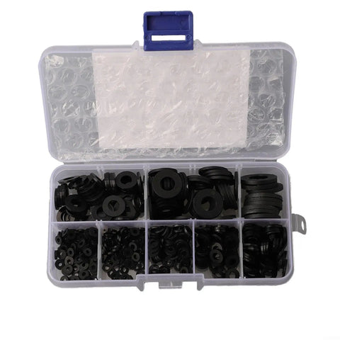 Durable Nylon Washers Assortment Kit 500 Pcs Flat Insulated Corrosion Free M2 To M10 For Industrial Auto And Electrical Repairs Premium Hardware Set in storage box