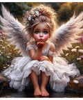Angel illustration on the Diamond Art Kit, 12x12 Inch, part of Angel Girl Diamond Art Kit For Adults 5D Diamond Painting Round Full Drill.