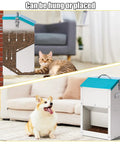 No Sweat Automatic Dog And Cat Feeder With 14 Liter Gravity Stand for reliable outdoor dry food dispenser, shown hung and placed.