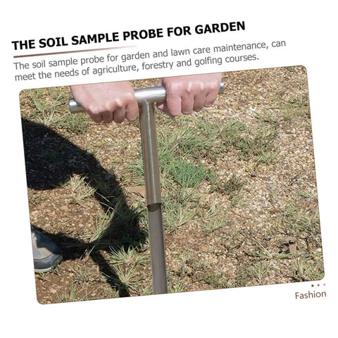 Person using Stainless Steel Soil Sampler Probe With T Handle For Lawn Garden And Farm Easy To Use Pro Grade Sampling Tool