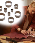 9 Piece Leather Circle Cutter Set 15 To 55 mm Pro Grade Hollow Hole Punch Kit in use for crafting projects