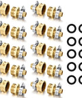 Hose Repair Kit 1/2 Inch Barb Brass Ends With 20 Clamps And 20 Washers, 10 Male And 10 Female Connectors displayed on a white background