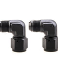 8AN Female To 8AN Male Flare 90 Degree Swivel Hose Fitting Adapter Aluminum Anodized Black AN8 To AN8 Three Quarter Inch UNF Thread 2 Pack For Fuel Oil Gas Water Air Lines, pair
