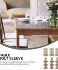 20 Sets Table Leaf Dowel Pins And Bolt Sleeve Connectors for furniture assembly on table with flowers