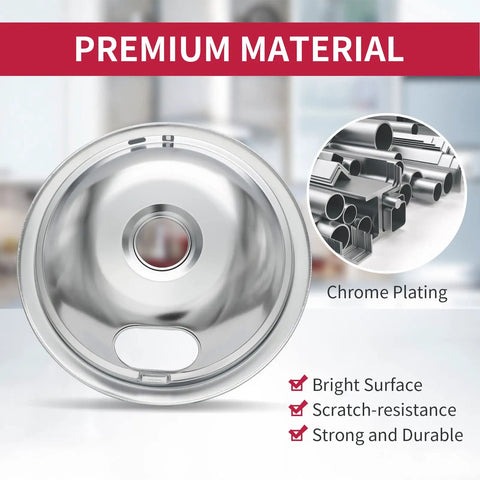 Chrome Stove Burner Drip Pans Set Of 4 For Electric Ranges Thickened Bent Preventing Design Fits Whirlpool Electric Range Tops