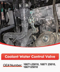 Premium Coolant Water Control Valve Direct Fit Toyota Camry Avalon Rav4 Lexus Es300h Es350 Nx250 350 installed with engine components.