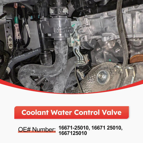 Premium Coolant Water Control Valve Direct Fit Toyota Camry Avalon Rav4 Lexus Es300h Es350 Nx250 350 installed with engine components.