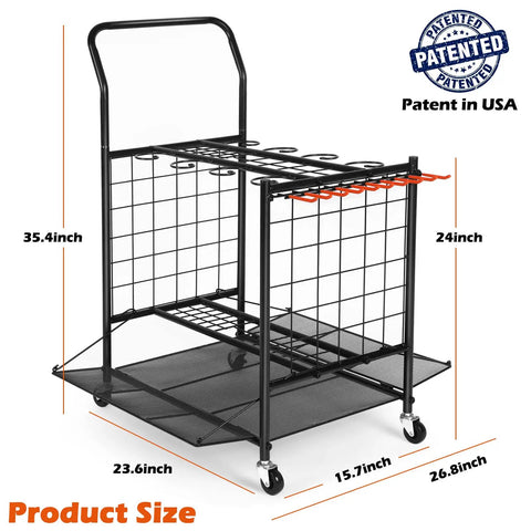 Garden Tool Organizer On Wheels Heavy Duty Steel Tool Tower For Shed Garage Backyard Stores 30 Plus Tools On A Black Locking Cart From Leaf Blowers To Long Handle Rakes Easy Access And Mobile Storage