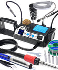 Pro Grade 110W Soldering Station Kit With 3 Preset Channels And Sleep Mode, LED Magnifier, 5 Extra Tips, Tip Cleaner, Helping Hands