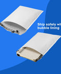 10.5 By 16 Inch Poly Bubble Mailers Size Five, 100 Pack, showing self-seal closure and bubble lining for secure packaging.
