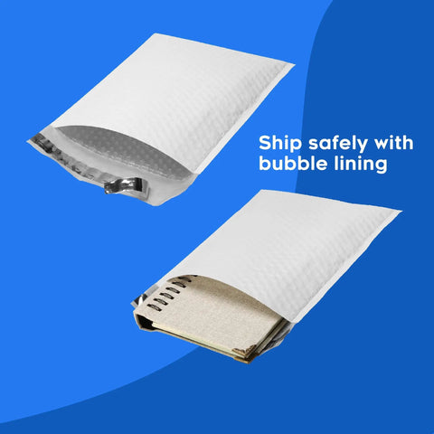 10.5 By 16 Inch Poly Bubble Mailers Size Five, 100 Pack, showing self-seal closure and bubble lining for secure packaging.