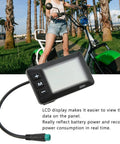 Electric LCD Display GD01 For 36V 48V Systems With 5 Pin Plug, visible on electric bike, fits 22.2mm handlebars, durable plastic.