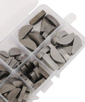 80Pcs Woodruff Key Set Stainless Steel Half Moon Keys in storage box for gear shafts, flywheels, pulleys, cranks, assorted sizes.