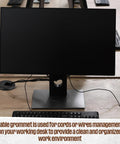 10 Pack Desk Grommets Plastic Cable Hole Covers For Wire Management Black 1 Inch Grommets shown on a desk with monitor