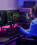 Badass Low Profile Microphone Boom Arm Stand For Gaming Streaming Podcasting With Smooth Swivel And Anti Vibration Cushion Mount in use