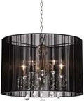 Claremont 5 Light Mini Chandelier in Polished Nickel Finish with black silk string shades and crystal accents