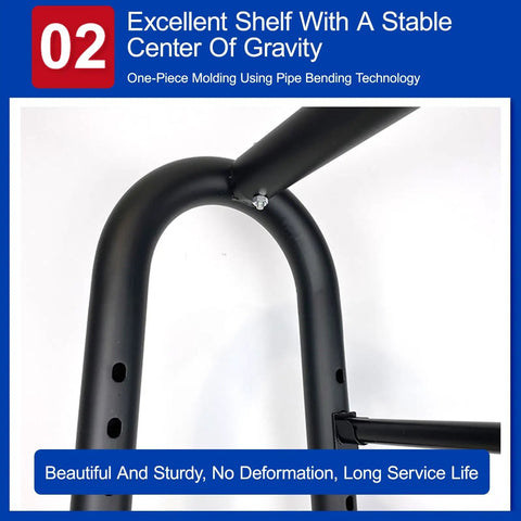 Heavy Duty Fabric Roll Storage Rack With Adjustable Hanging Rod And Movable Steel Organizer For Coils Wraps Craft Supplies - Stable black steel frame.