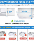 Diagram showing measurements for 2 Pack Upgraded Refrigerator Door Bin Shelf Right Side Replacement Fits RF4287HARS RF4289HARS Doors