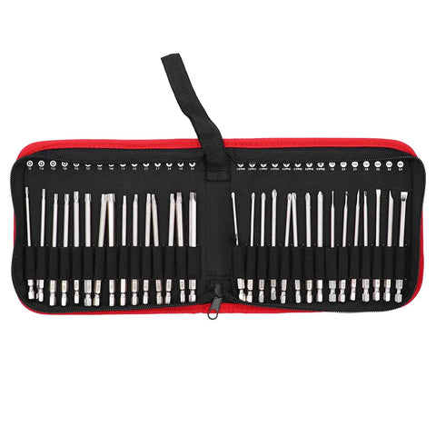 Top Notch 30 Piece Magnetic Screwdriver Bit Set With S2 Steel Plating Star Cross Slot Sizes For Electric Drill And Rechargeable Driver Durable Tool Kit In Storage Box, open case
