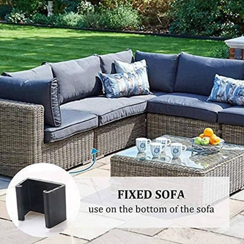 20 Piece Outdoor Rattan Wicker Furniture Alignment Fasteners Sofa Clips Connector For Patio Garden All Weather Heavy Duty No Fuss Easy Clip On Keeps Cushions And Sections Secure shown on a patio setup
