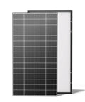 Two Pack 320 Watt N Type Solar Panel Kit With 18 Busbar Cells And Rock Solid 25 Percent Efficiency For Heavy Duty Off Grid Roof Install showing front and back views of solar panels.