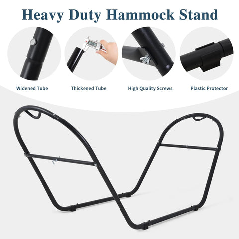 Universal Steel Outdoor Hammock Stand For All Styles Heavy Duty Weather Resistant Frame with black steel construction