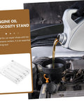 Engine Oil Viscosity Testing Stand And Acrylic Oil Comparator Tool For Auto Maintenance And Car Repair, Ideal For Pro Shops And DIY Garages, Durable, Easy To Use, Precision For Diagnostics, with engine oil pouring into a funnel