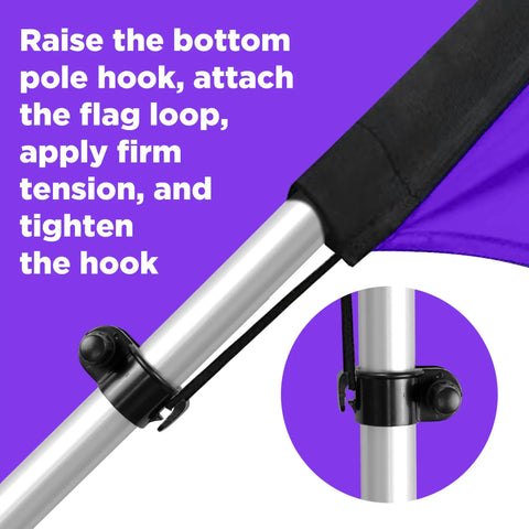 Close-up of assembly detail on Feather Flag Pole Kit For Outdoor Advertising, 13 Feet Tall Swooper Pole With Rotating Ground Spike