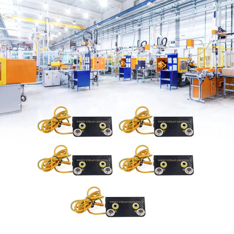 5PCS ESD Wrist Strap Ground Socket Kit With L Shaped Ring Connector And 1.75m Cable in an industrial setting