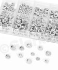Kickass 220 Piece M3 M4 M5 Self Clinching Nuts Kit Crafted From 304 Stainless Steel Round Head Rivet Fasteners in organized box.