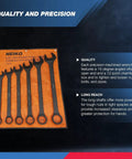 Heavy Duty Wrench Set Six Piece SAE 12 Point Combination Box Ends drop forged heat treated carbon steel black oxide finish