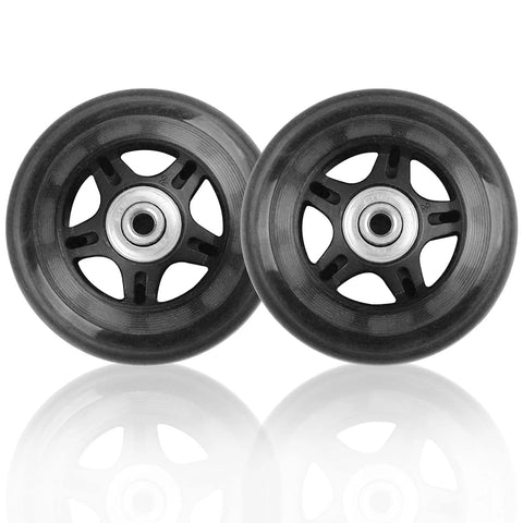 Front view of 80mm PU Replacement Luggage Wheels with ABEC-7 Bearings for Suitcases, Duffel Bags, Trolley Bags, Silent, Smooth install