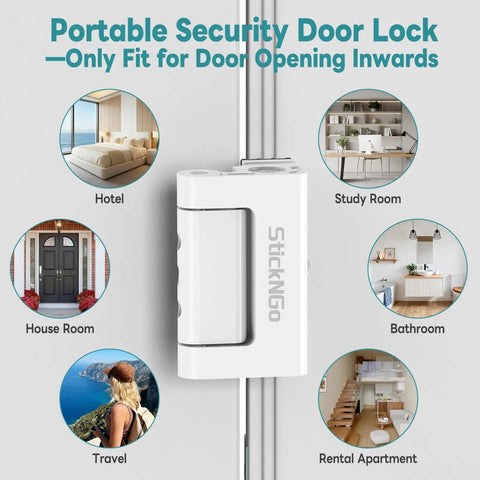 Upgraded Portable Security Door Reinforcement Lock No Drilling Flip Latch Keeps Unwanted Entry Out For Inward Opening Doors