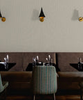 Straight Up Rustic Farmhouse Vinyl Wallpaper With Kickass Leather Texture Heavy Duty Type II Wallcovering in restaurant setting.
