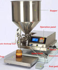 Bang For Your Buck Pneumatic Liquid Filling Machine Single Head Semi Automatic Bottle Filler With Stainless Steel Hopper and operation panel.