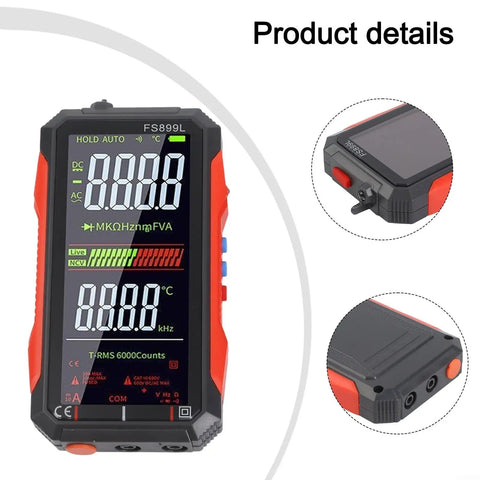 Rechargeable Smart Digital Multimeter Tester For Home And Industrial Electrical Projects with red accents and digital display