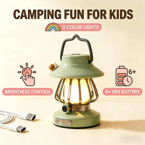 Kids Adventure Light Set With USB C Rechargeable Lantern and Motion Sensor Headlamp hands free headlight for hiking