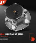 Close-up of two rear wheel bearing and hub assembly for Mazda 3 2014 2018 and 3 Sport 2014 2018 with 5 lug pattern