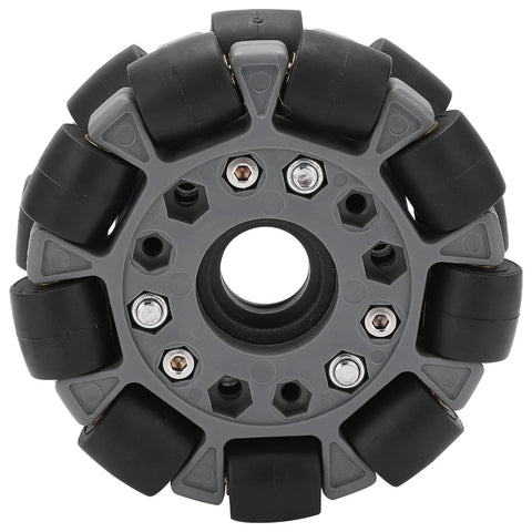 100mm double plastic omni wheel for robotics with rubber rollers and metal bearings