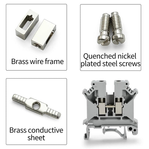 Heavy Duty Din Rail Terminal Block With Grounding For 800V Systems 24 To 10 AWG Wire 4 mm Connection Insulated Shell Built Tough Electrical Distribution Box Connector For Solar Power PLC Automation DIY CNC RV, brass wire frame and screws