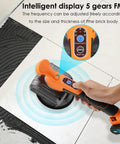 Tile Vibration Leveling Tool With Suction Cup Handheld Vibrator For Plug And Play No Fuss Install 5 Speed Adjustable System shown on tile