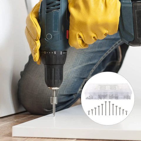Drilling into wood using Self Tapping And Self Drilling Kit In 410 Stainless Steel With Washer Head, Rust Resistant Assortment
