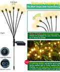 Solar Firefly Pathway Lights 6 Pack Warm White LED Garden Decor Waterproof Outdoor Lights with 8 Flicker Modes