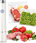 Compact Handheld Vacuum Sealer For Meal Prep And Leftovers With Freezer Storage Includes 30 Reusable Vacuum Bags, fresh food