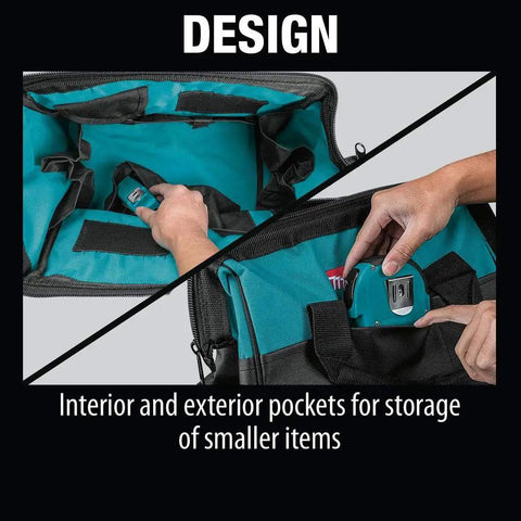 Heavy Duty 14 Inch Contractor Tool Bag With Industrial Fabric, Reinforced Handles, Durable Zipper, Pro Grade Build interior pockets