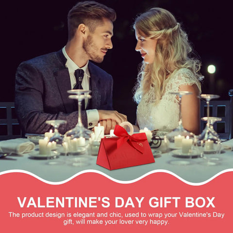 Valentine Day Candy Boxes With Handles Pack Of 20 Portable Paper Wrapping Boxes For Showers And Birthday Parties on a candlelit table