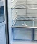 Refrigerator Shelf Clips Set of 8 Sturdy Aluminum Fridge Shelf Supports in open freezer showing metal shelves and clips
