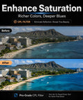 Before and after using 52mm Clip On CPL Phone Camera Lens Filter Kit For iPhone Models 11 Through 17 Circular Polarizer Filter Pro